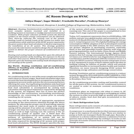 IRJET- AC Room Design on HVAC