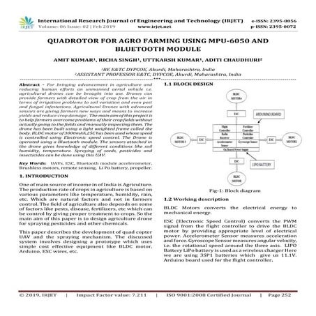 IRJET-  	  Quadrotor for Agro Farming using MPU-6050 and Bluetooth Module