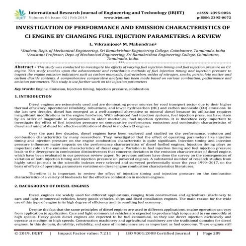 IRJET-  	  Investigation of Performance and Emission Characteristics of CI En...