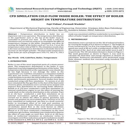 IRJET- CFD Simulation Cold Flow Inside Boiler: The Effect of Boiler Height on...