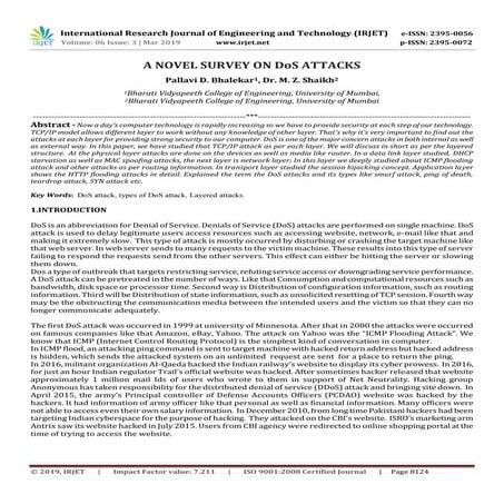 IRJET- A Novel Survey on DOS Attacks