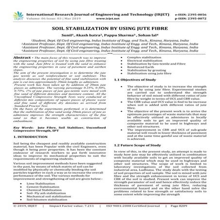 Comparative Study on Soil Stabilization Using Jute and Coir Geotextile ...