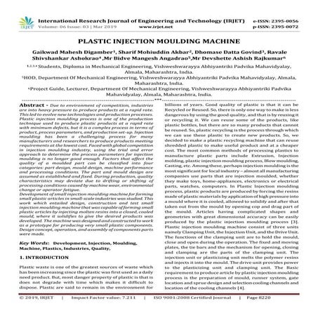 IRJET- Plastic Injection Moulding Machine