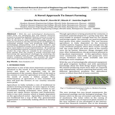 Smart Agriculture And Farmer's Assistance System On Machine Learning | PDF
