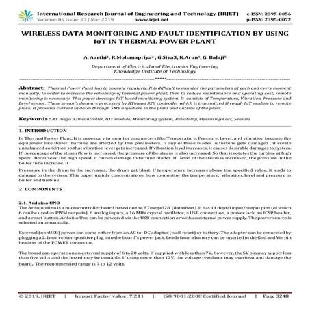 IRJET- Wireless Data Monitoring and Fault Identification by using IoT in Ther...