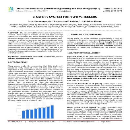 IRJET- E-Safety System for Two Wheelers