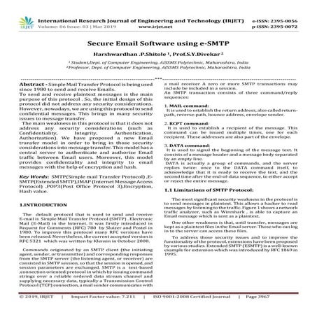 IRJET- Secure Email Software using e-SMTP