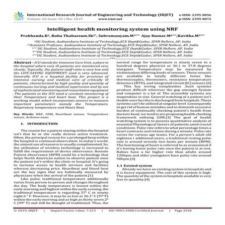 IRJET- Intelligent Health Monitoring System using NRF