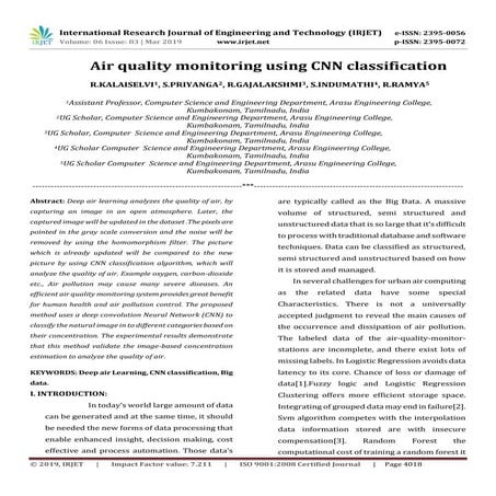 IRJET- Air Quality Monitoring using CNN Classification
