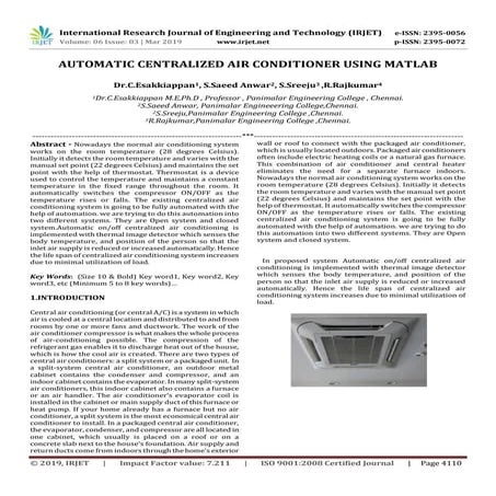 IRJET- Automatic Centralized Air Conditioner using Matlab