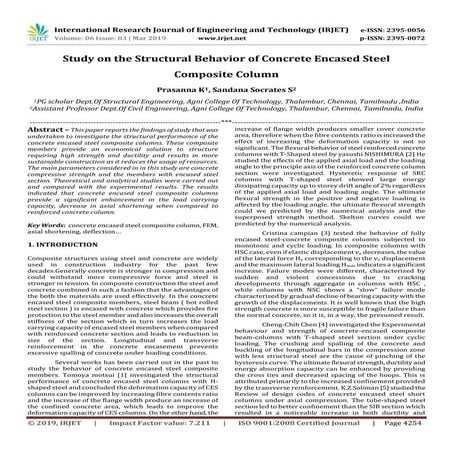 IRJET-  	  Study on the Structural Behavior of Concrete Encased Steel Composi...