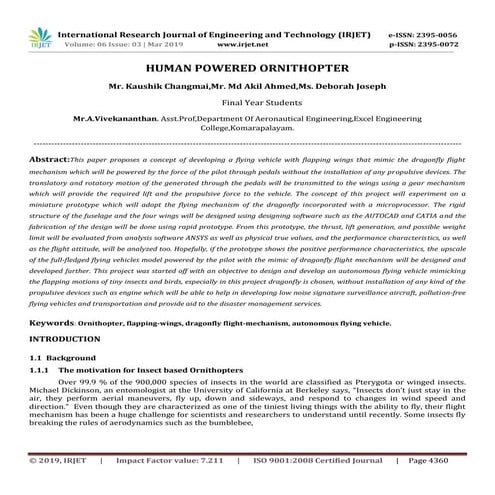 IRJET- Human Powered Ornithopter