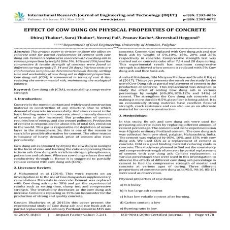 IRJET- Effect of Cow Dung on Physical Properties of Concrete | PDF