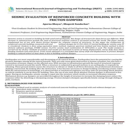 IRJET- Seismic Evaluation of Reinforced Concrete Building with Friction Dampers
