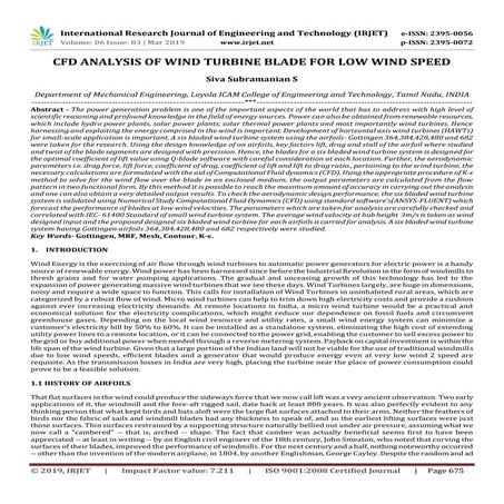 IRJET- CFD Analysis of Wind Turbine Blade for Low Wind Speed | PDF