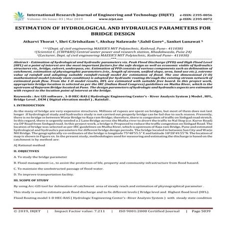 IRJET-  	  Estimation of Hydrological and Hydraulics Parameters for Bridge De...