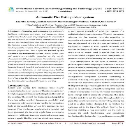 IRJET- Automatic Fire Extinguisher System
