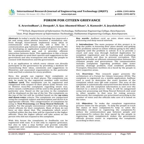 IRJET-  	  Forum for Citizen Grievance