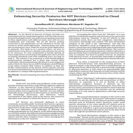 IRJET- Enhancing Security Features for IoT Devices Connected to Cloud Service...