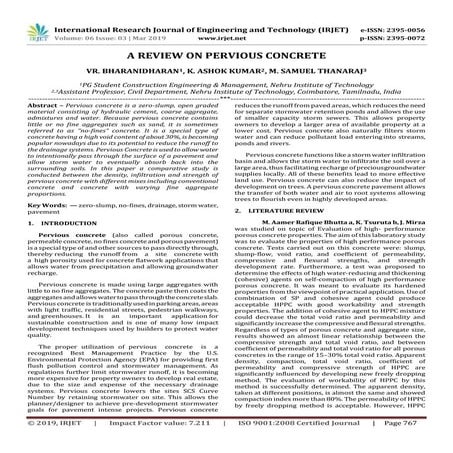 IRJET- A Review on Pervious Concrete