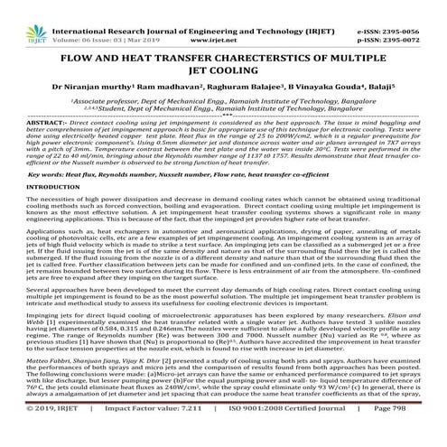 IRJET- Study of Jet Impingement Heat Transfer | PDF