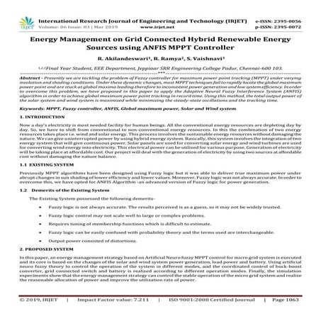 IRJET- Energy Management on Grid Connected Hybrid Renewable Energy Sources us...