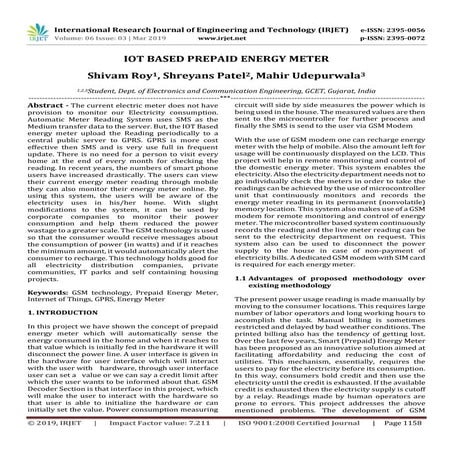 IRJET- IoT based Prepaid Energy Meter