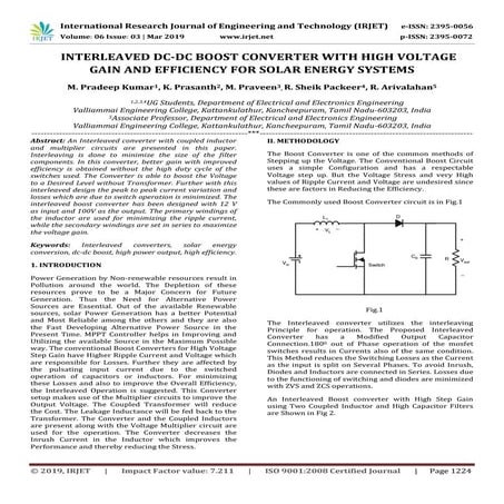 IRJET-  	  Interleaved DC-DC Boost Converter with High Voltage Gain and Effic...