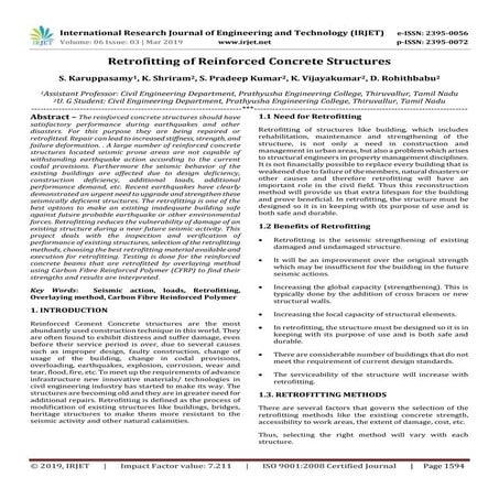 IRJET-  	  Retrofitting of Reinforced Concrete Structures