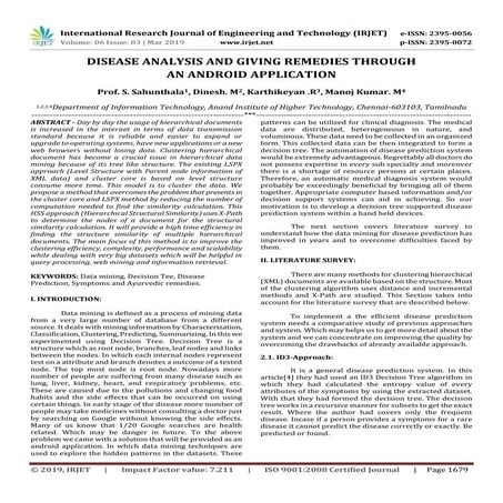 IRJET- Disease Analysis and Giving Remedies through an Android Application