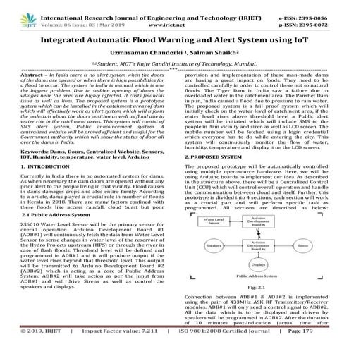 IRJET-  	  Integrated Automatic Flood Warning and Alert System using IoT
