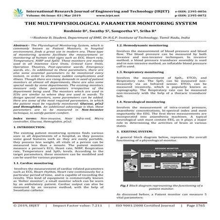 IRJET-  	  The Multiphysiological Parameter Monitoring System