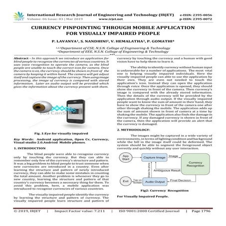 IRJET-  	  Currency Pinpointing through Mobile Application for Visually Impai...