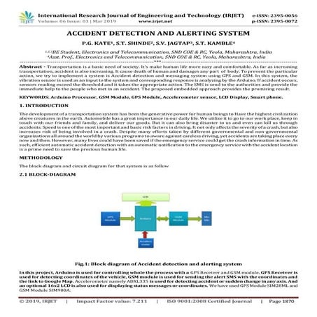 AUTOMATIC ACCIDENT DETECTION AND ALERT SYSTEM