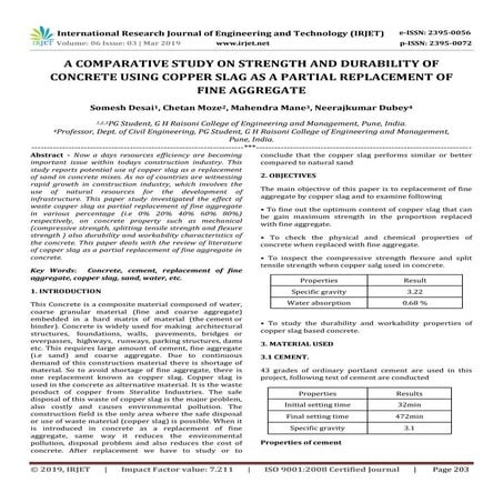 Partial Replacement of Sand with Copper Slag in Cement Concrete An ...