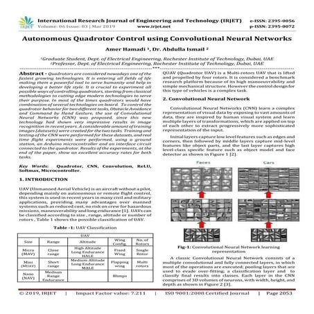 IRJET- Autonomous Quadrotor Control using Convolutional Neural Networks