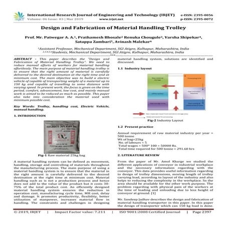 IRJET- Design and Fabrication of Material Handling Trolley