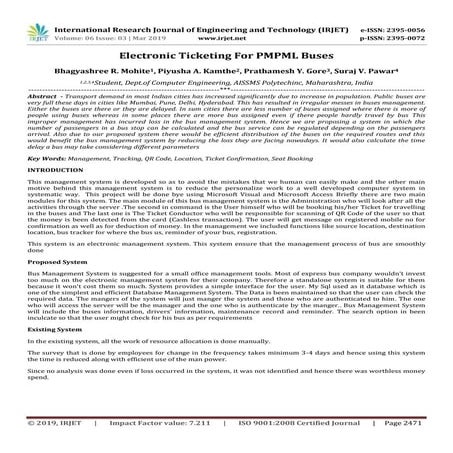 IRJET- Electronic Ticketing for PMPML Buses