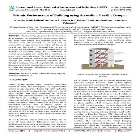 IRJET-  	  Seismic Performance of Building using Accordion Metallic Damper