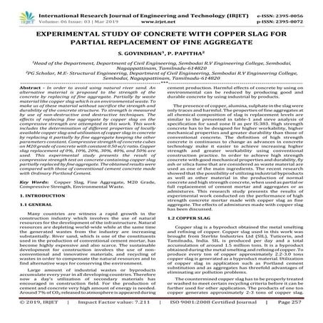 Partial Replacement of Sand with Copper Slag in Cement Concrete An ...
