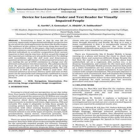 IRJETDevice for Location Finder and Text Reader for Visually Impaired People