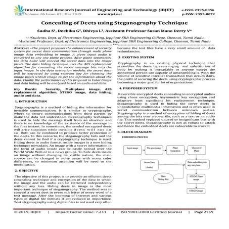 IRJET- Concealing of Deets using Steganography Technique