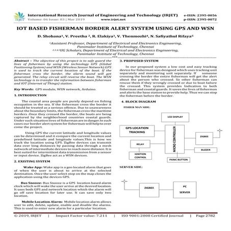 IRJET- IoT based Fisherman Border Alert System using GPS and WSN