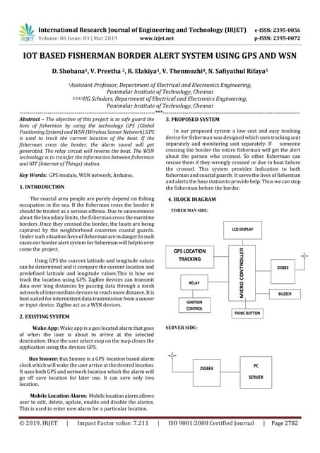 IRJET- IoT based Fisherman Border Alert System using GPS and WSN