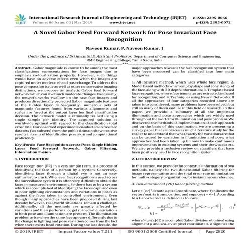 IRJET-  	  A Novel Gabor Feed Forward Network for Pose Invariant Face Recogni...