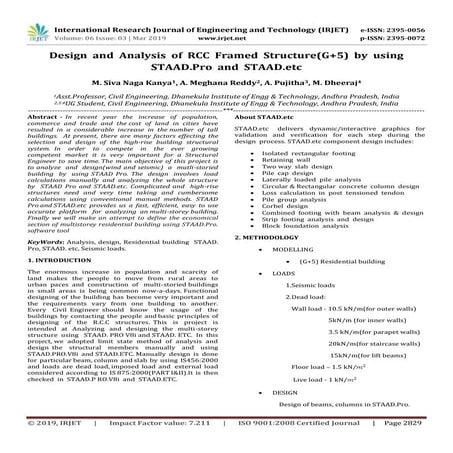 IRJET-  	  Design and Analysis of RCC Framed Structure(G+5) by using STAAD.Pr...