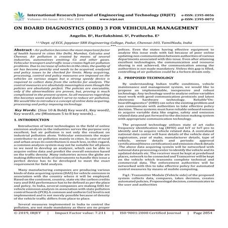 IRJET- On Board Diagnostics (OBD)3 for Vehicular Management