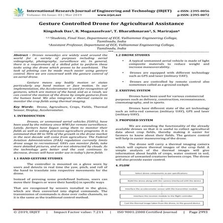 IRJET- Gesture Controlled Drone for Agricultural Assistance
