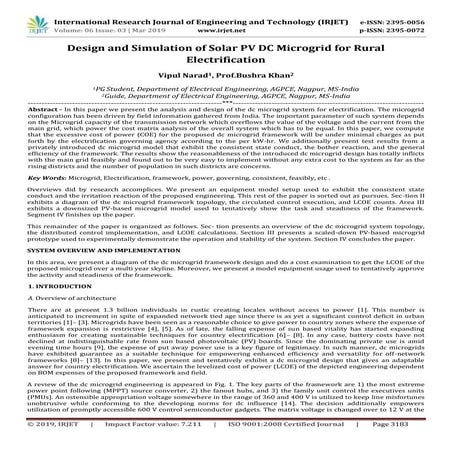 IRJET- Design and Simulation of Solar PV DC Microgrid for Rural Electrification