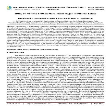 IRJET-  	  Study on Vehicle Flow at Maraimalai Nagar Industrial Estate.
